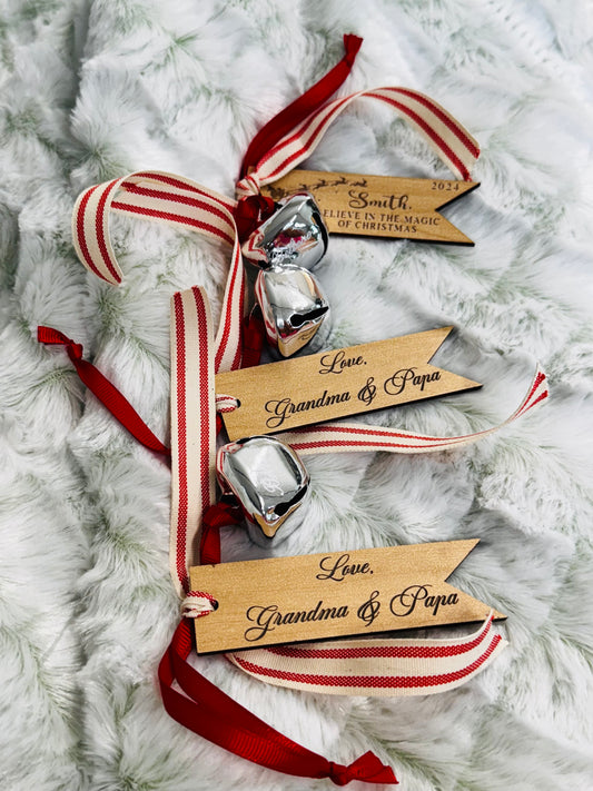 Personalized Engraved “Believe in the Magic of Christmas” Silver Bell Ornament